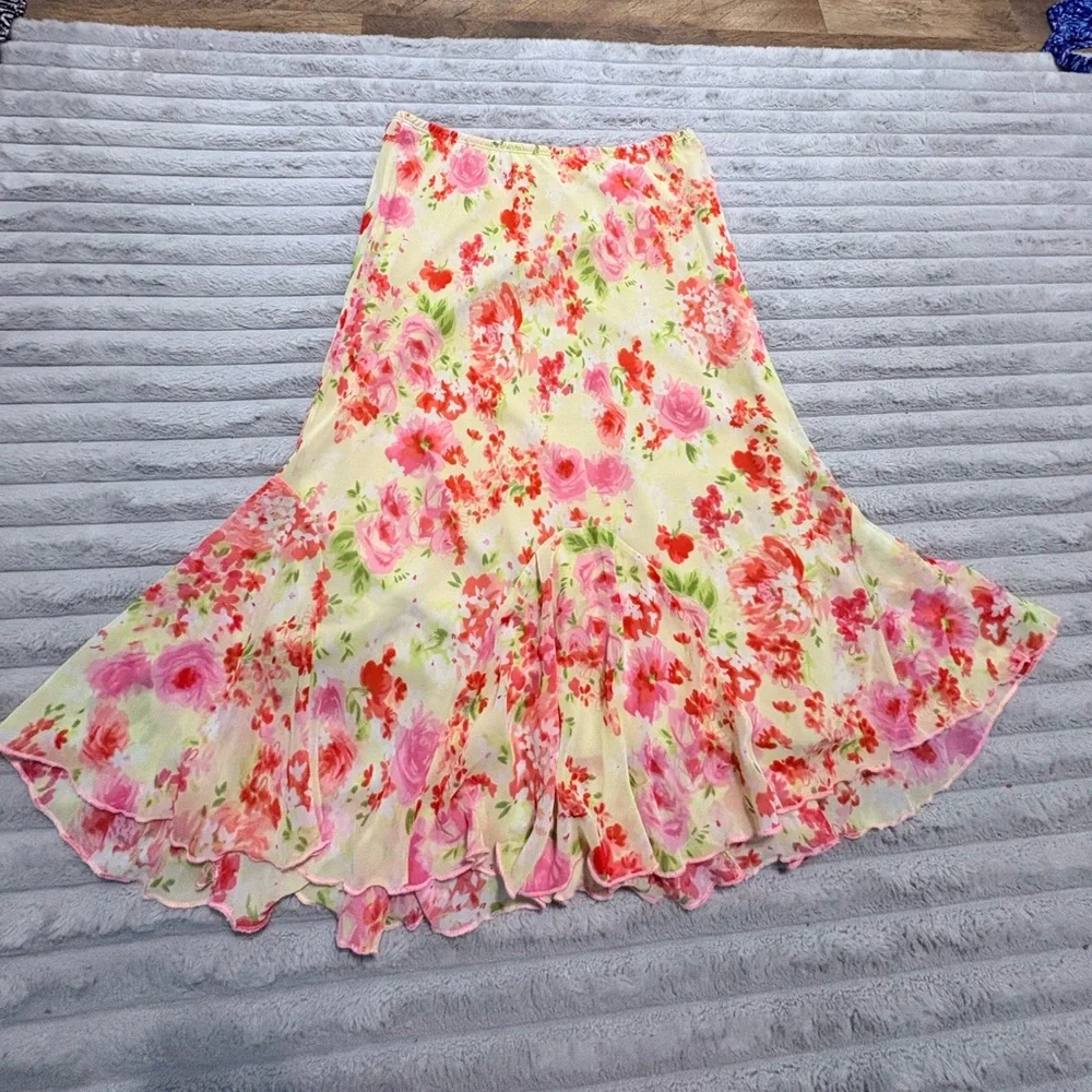 🌸 JKLA California Floral Ruffle Skirt | Women’s Size M | - Picture 1 of 4